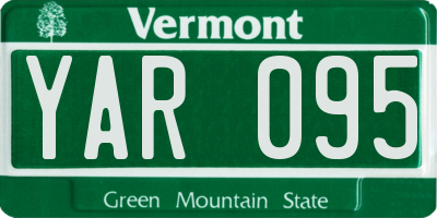 VT license plate YAR095