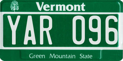 VT license plate YAR096