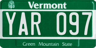 VT license plate YAR097