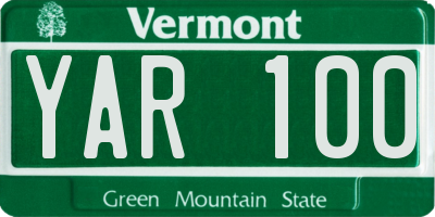 VT license plate YAR100