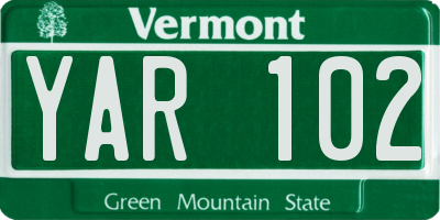 VT license plate YAR102