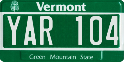 VT license plate YAR104