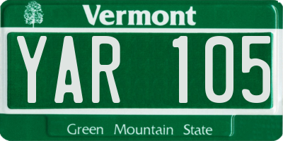 VT license plate YAR105