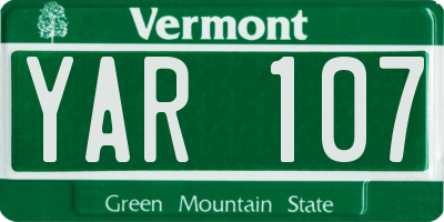 VT license plate YAR107