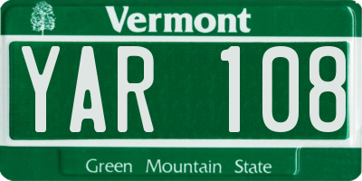 VT license plate YAR108