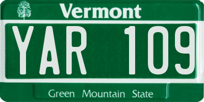 VT license plate YAR109
