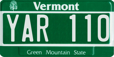 VT license plate YAR110