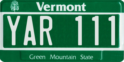 VT license plate YAR111