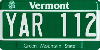 VT license plate YAR112