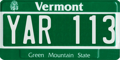 VT license plate YAR113