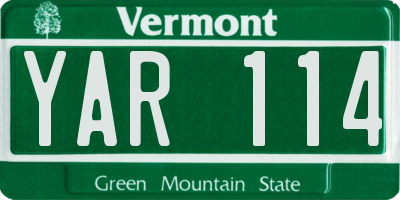 VT license plate YAR114
