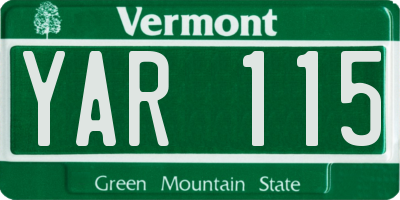 VT license plate YAR115