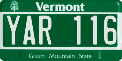 VT license plate YAR116