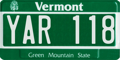 VT license plate YAR118