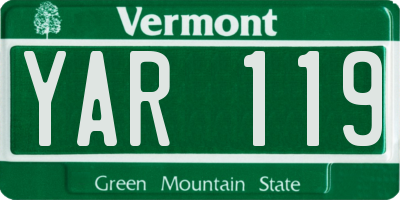 VT license plate YAR119
