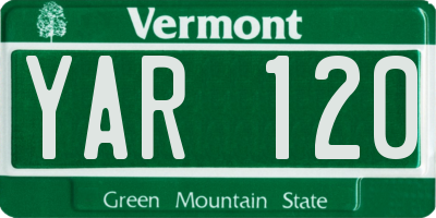 VT license plate YAR120