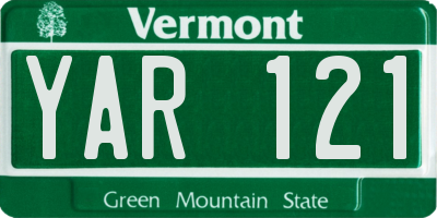 VT license plate YAR121