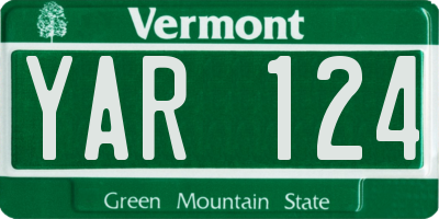 VT license plate YAR124