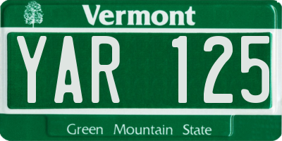 VT license plate YAR125