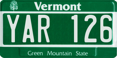 VT license plate YAR126