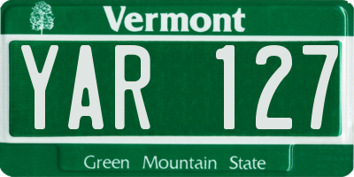 VT license plate YAR127