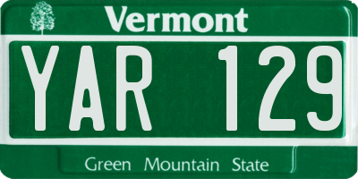 VT license plate YAR129