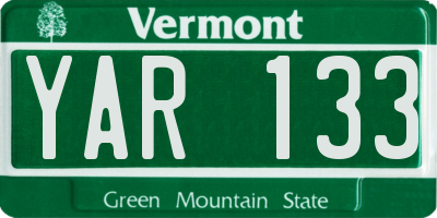 VT license plate YAR133