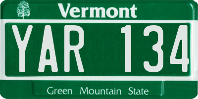 VT license plate YAR134
