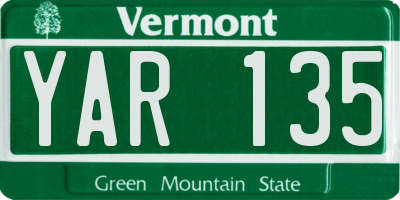 VT license plate YAR135