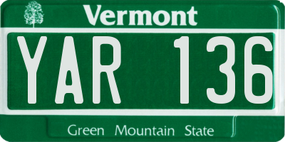 VT license plate YAR136
