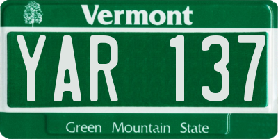 VT license plate YAR137