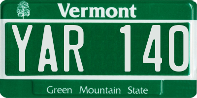 VT license plate YAR140