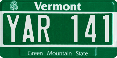 VT license plate YAR141