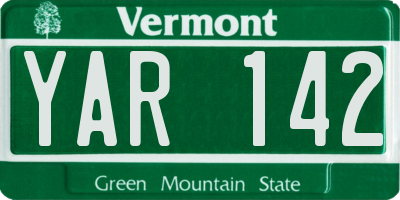 VT license plate YAR142