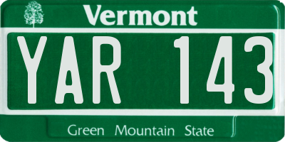 VT license plate YAR143