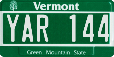 VT license plate YAR144