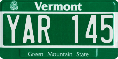 VT license plate YAR145