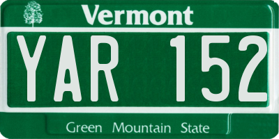 VT license plate YAR152