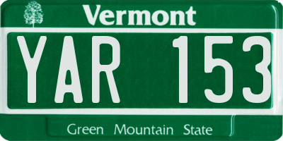 VT license plate YAR153