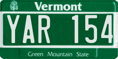 VT license plate YAR154