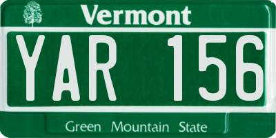 VT license plate YAR156