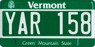 VT license plate YAR158