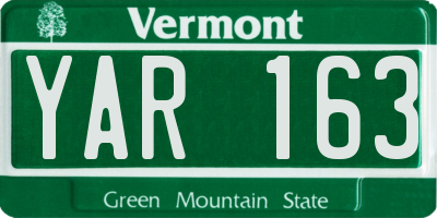 VT license plate YAR163