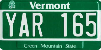 VT license plate YAR165