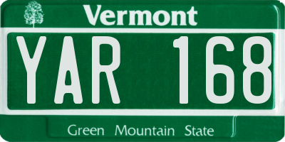VT license plate YAR168