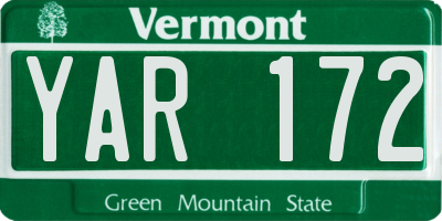 VT license plate YAR172