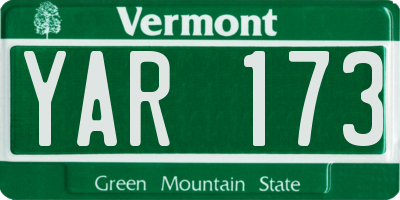 VT license plate YAR173