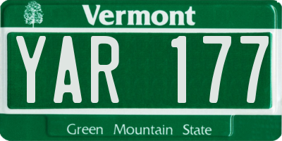 VT license plate YAR177