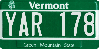 VT license plate YAR178