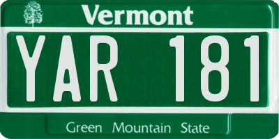 VT license plate YAR181